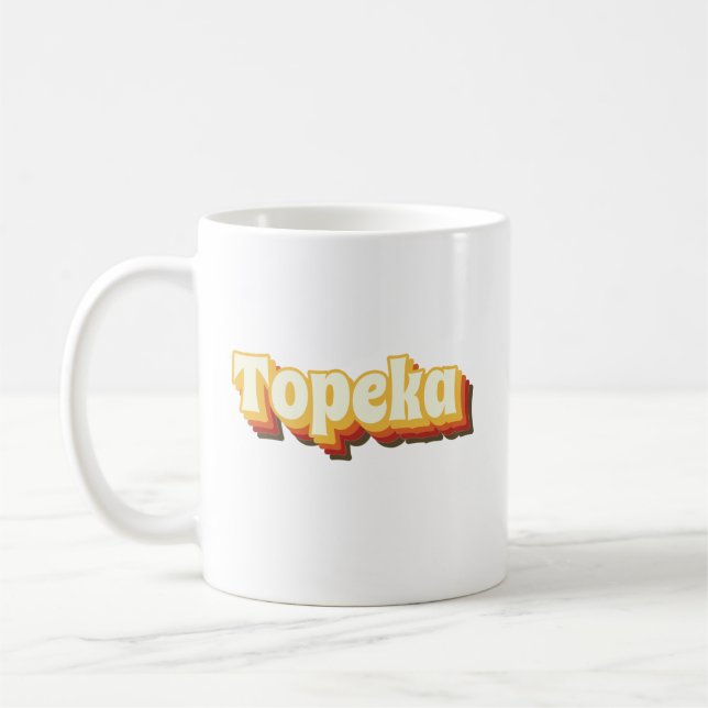 Taza De Café Topeka Retro Vintage Textos (Izquierda)
