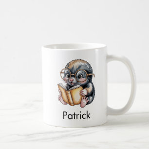 Taza De Café Topo Encantador Leyendo un Libro Personalizado