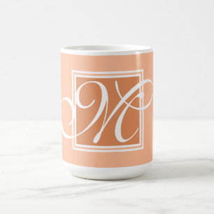 Taza De Café Topografía elegante de escritura en monograma blan