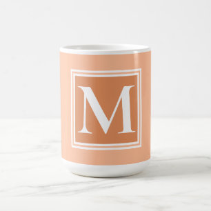 Taza De Café Topografía elegante de escritura en monograma blan
