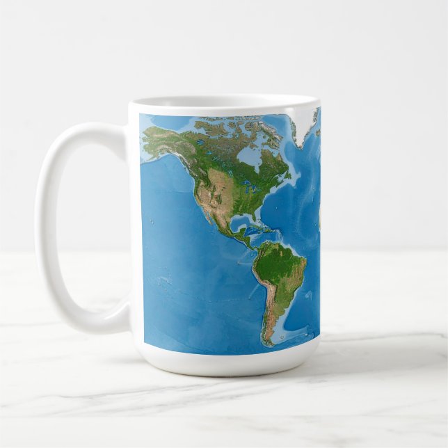 Taza De Café Topographic World Map Earth Illustration (Izquierda)