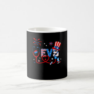 Taza De Café Tops del 4 de Julio para mujeres Enfermera EVS Est