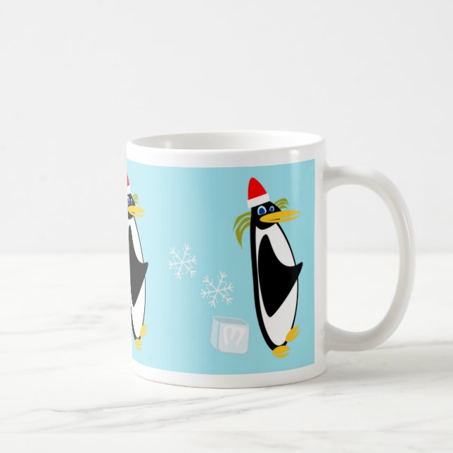 Taza De Café Toque de vacaciones de pingüino retro lindo (Derecha)