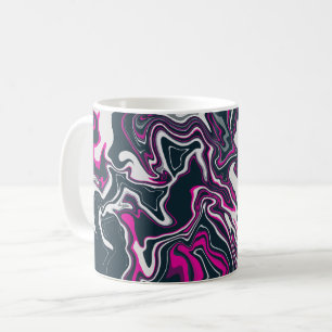 Taza De Café Torbellinos abstractos en rosa, negro y blanco