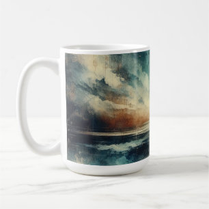Taza De Café Tormenta Azul Paisaje Marítimo Fotografía Antigua