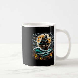 Taza De Café Tormenta de barco pirata Halloween Barco Capitán E