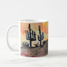 Taza de café tormentosa noche del desierto