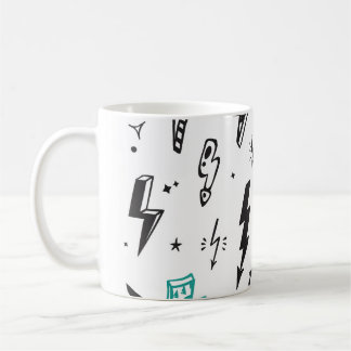Taza De Café Tornillos relámpagos, conjunto de doodles dibujado