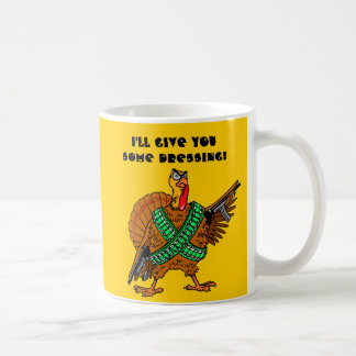 Taza De Café Toro de acción de gracias con arma.