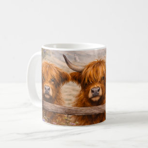 Taza De Café Toro de las Tierras Altas - Animales en Acuarela
