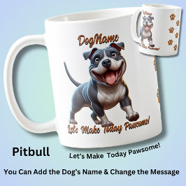 Taza De Café Toro Pitbull Pit - Añadir nombre de perro, cambiar