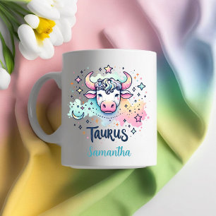 Taza De Café Toro Tauro Personalizado con Colorido Zodíaco Astr