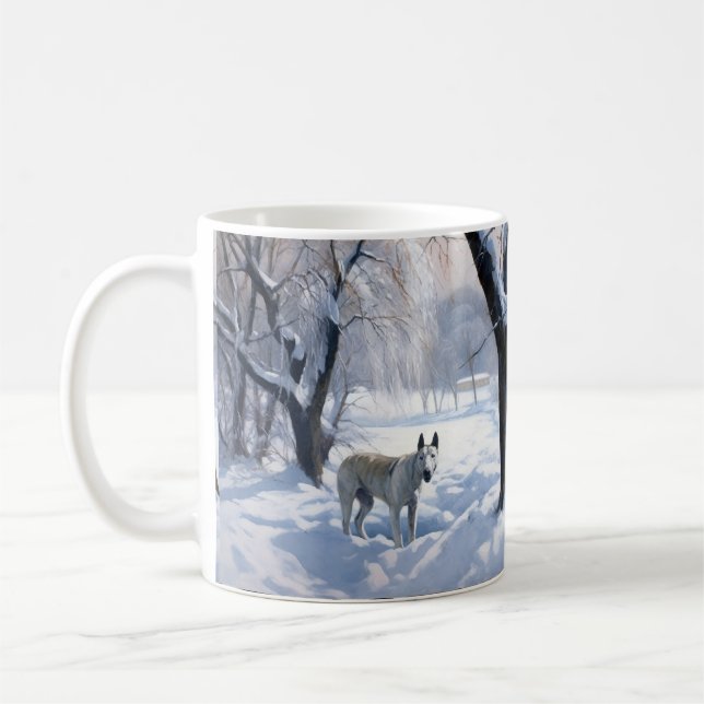 Taza De Café Toro Terrier deja que nieve Navidades (Izquierda)