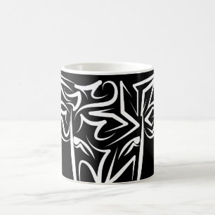 Taza De Café Toro tribal negro y blanco/Ox