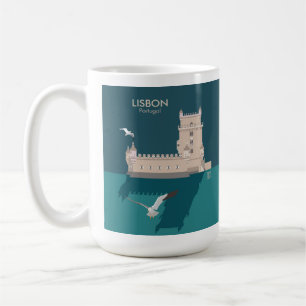 Taza De Café Torre de Lisboa de Belem al estilo de un afiche vi