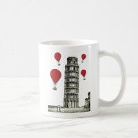 Torre de Pisa y globos de aire caliente rojos