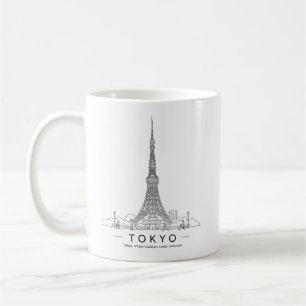Taza De Café Torre de Tokio Ilustración Minimalista de la Ciuda