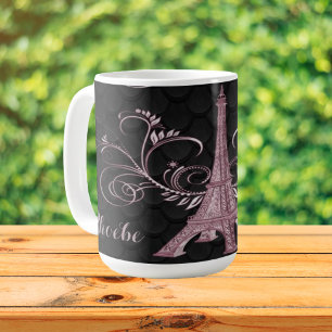 Taza De Café Torre Eiffel Baños Florales Rosa