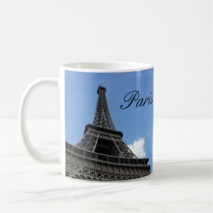 Taza De Café Torre Eiffel, cielo azul, París, Francia