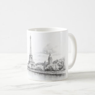 Taza De Café Torre Eiffel de época, boceto Diseño
