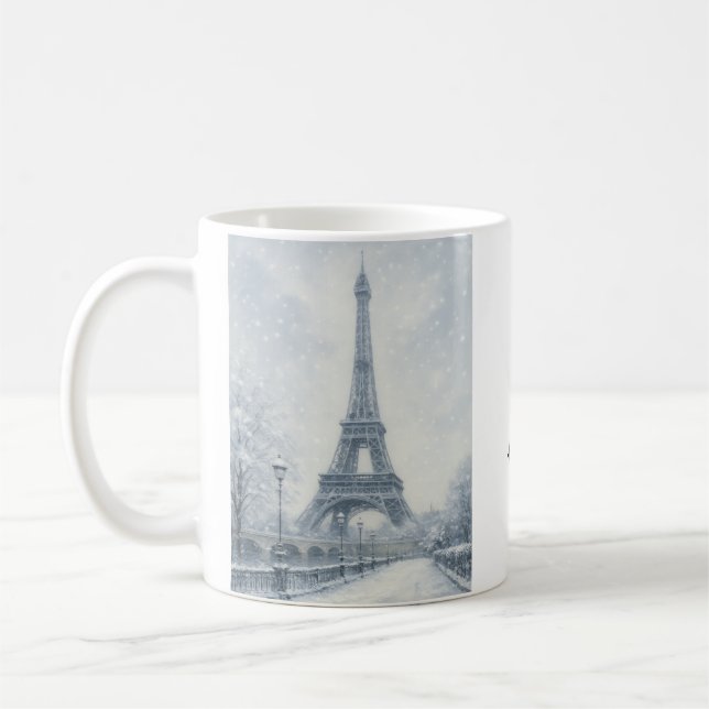 Taza De Café Torre Eiffel de París en invierno (Izquierda)