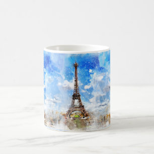Taza De Café TORRE EIFFEL PixDezines, PARÍS en COLOR ACUÁTICO