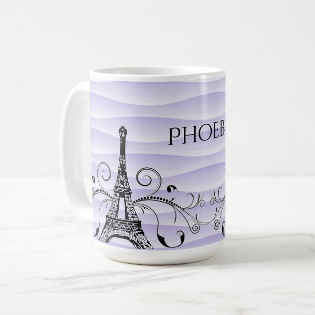 Taza De Café Torre Eiffel Púrpura Furiosa Café Mug (Anverso izquierdo)