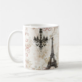 Taza De Café Torre Eiffel romántica de París de las hojas de