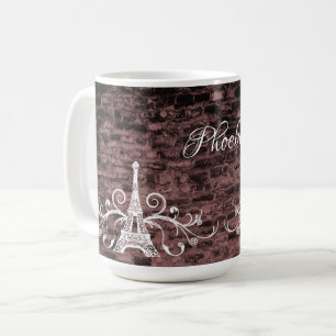Taza De Café Torre Eiffel Rosa Grunge Coffee Mug