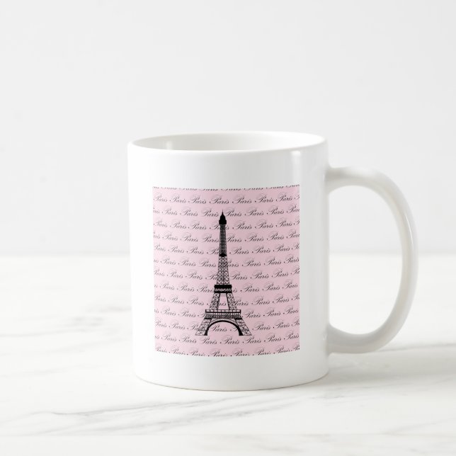 Taza De Café Torre Eiffel rosada y negra de París (Derecha)