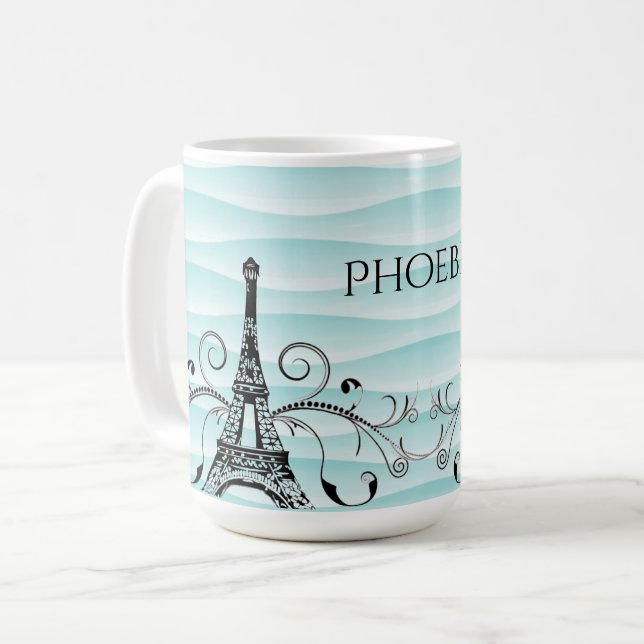 Taza De Café Torre Eiffel verde azulada Café Furioso Mug (Anverso izquierdo)