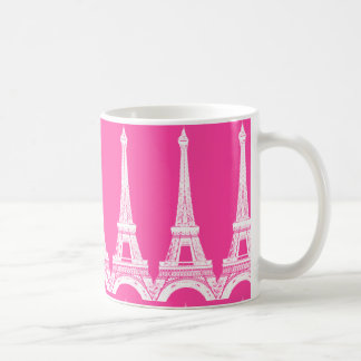 Taza De Café Torres Eiffel Rosado-n-Blancas calientes