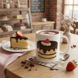 Taza De Café Torta de chocolate con goteo y fresa