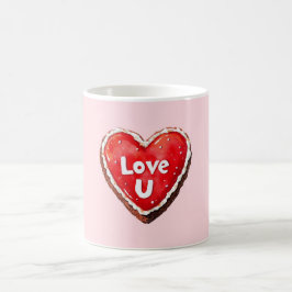 Taza De Café Torta de Corazón de Chocolate Rojo Te Amo