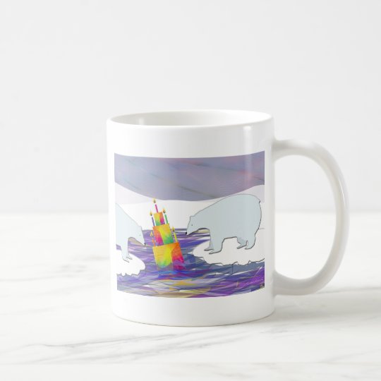 Taza De Café Torta de cumpleaños de los osos polares
