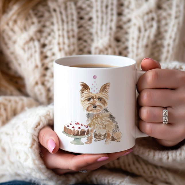 Taza De Café Torta de cumpleaños personalizada para Yorkie (Subido por el creador)