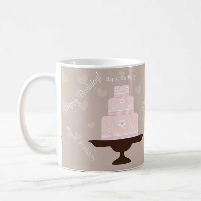 Taza De Café Torta linda del feliz cumpleaños (Izquierda)