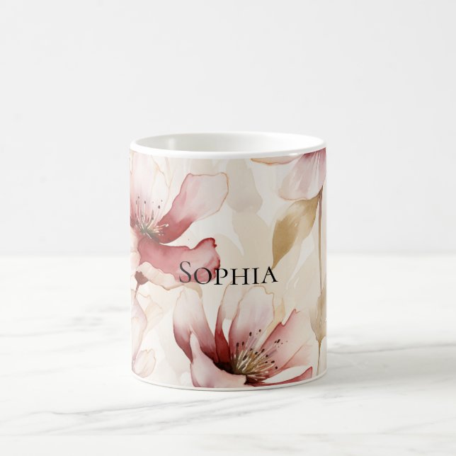 Taza De Café Torta Nupcial Floral Lavanda Crema Borgoña (Centro)
