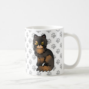 Taza De Café Tortie Point Persa Personalizado Ilustracion de ga