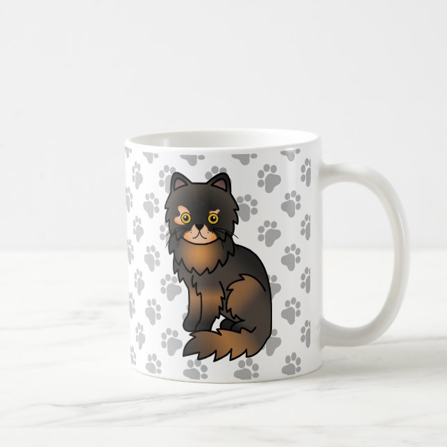 Taza De Café Tortie Point Persa Personalizado Ilustracion de ga (Derecha)