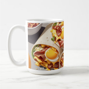 Taza De Café Tortilla de desayuno con huevo, queso y tocino