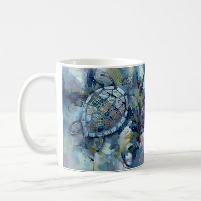 Taza De Café Tortuga Abstracta (Izquierda)