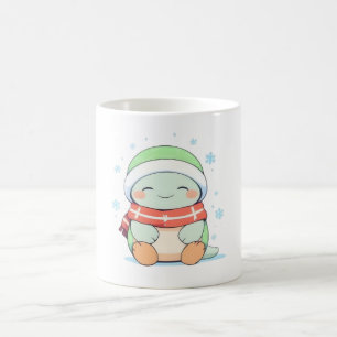 Taza De Café Tortuga acogedora de invierno con diseño Kawaii de