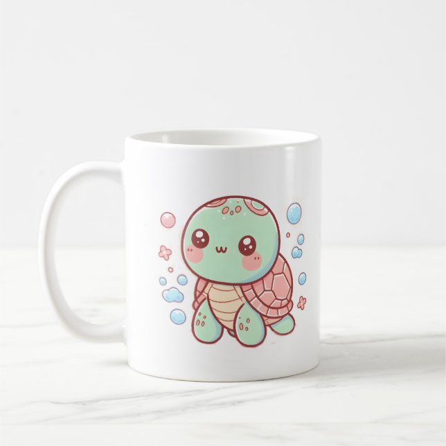 Taza De Café Tortuga adorable con vibraciones oceánicas (Izquierda)
