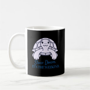 Taza De Café Tortuga con cita minimalista de fin de semana: Dis