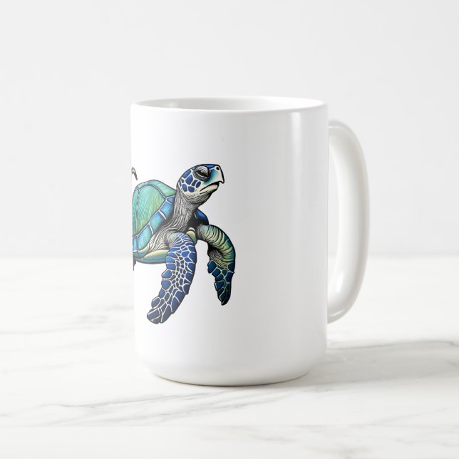 TAZA DE CAFÉ TORTUGA CUTÁNEA DE MAR DE OCÉANO (Anverso derecho)
