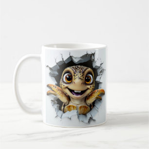 Taza De Café Tortuga de Dibujos Animados Juguetona Emergente
