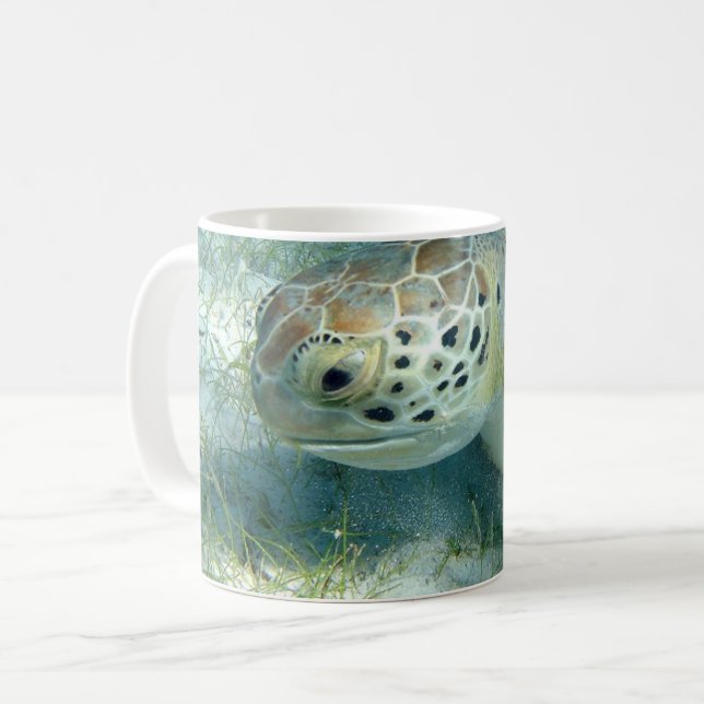 Taza De Café Tortuga de mar verde, plantas marinas, Islas Vírge (Anverso izquierdo)