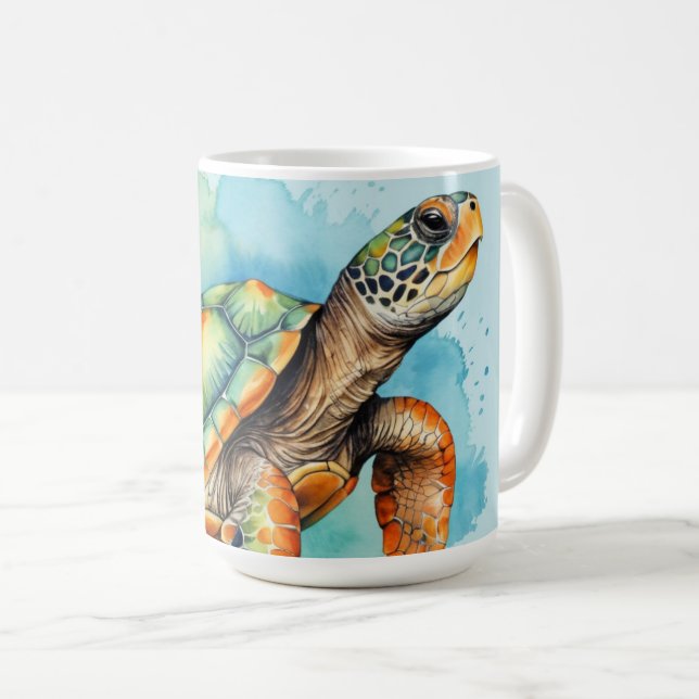 Taza De Café Tortuga de pintura suave (Anverso derecho)