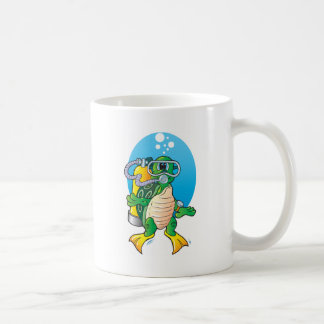 Taza De Café Tortuga del equipo de submarinismo del dibujo